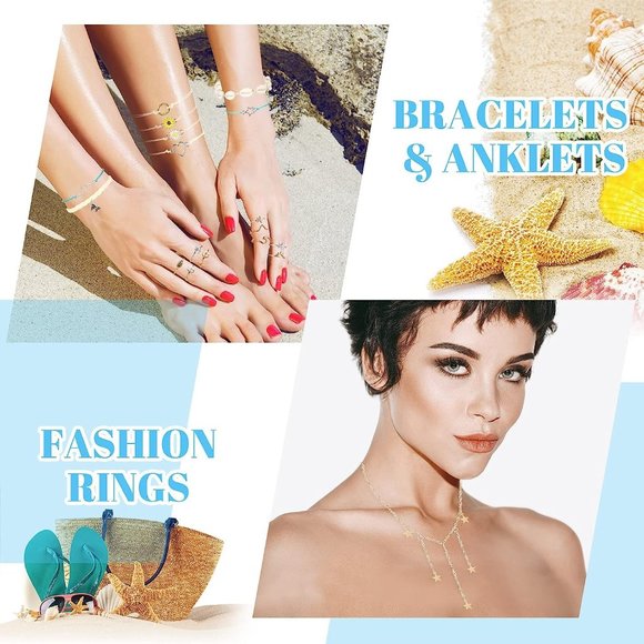 NEW 60 Pcs Surfer Wave Strand Bracelet Summer Layered Choker Pendant Nec… - Picture 6 of 7